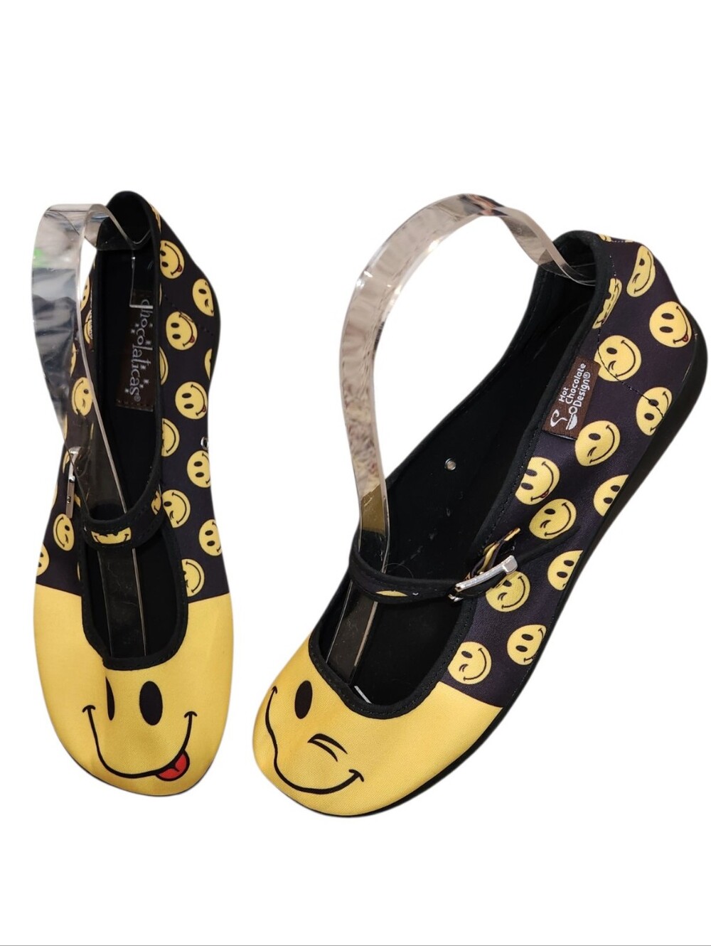NWOT Hot Chocolate Design Chocolaticas Smile Mary Jane Flats Size 37 Happy Face